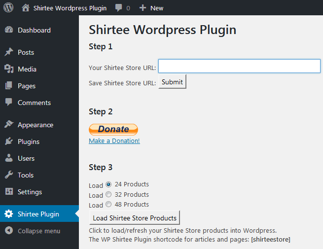 Shirtee WordPress Plugin